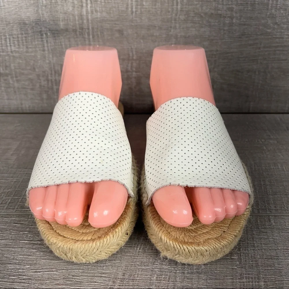 J. Crew sz 8 white perforated leather slip on espadrilles